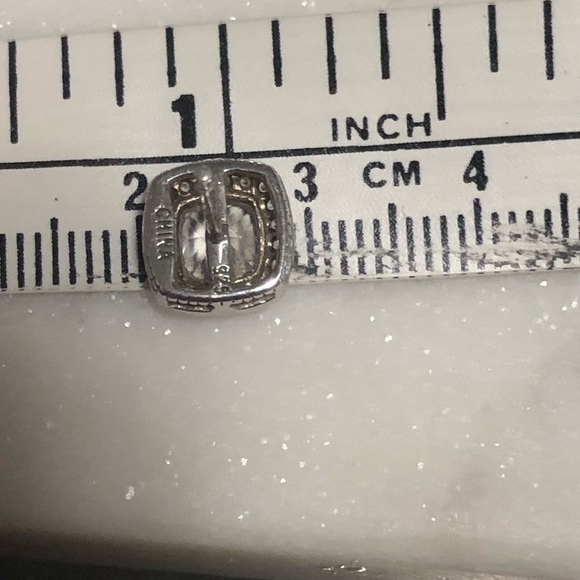 Vtg Sterling Silver Cushion Square Cut CZ w Halo Stud Earrings 9mm x 9mm - Picture 5 of 5